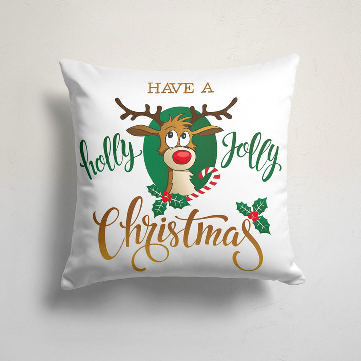 Christmas Pillow Cover|Merry Xmas Cushion Case|Xmas Home Decor|Winter Trend Pillow Case|Holly Jolly Print Throw Pillowtop|Cute Deer Cushion