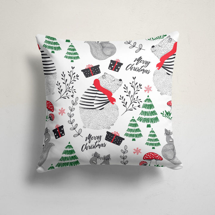 Christmas Pillow Cover|Merry Xmas Cushion Case|Xmas Home Decor|Winter Trend Pillow Case|Holly Jolly Print Throw Pillowtop|Cute Deer Cushion