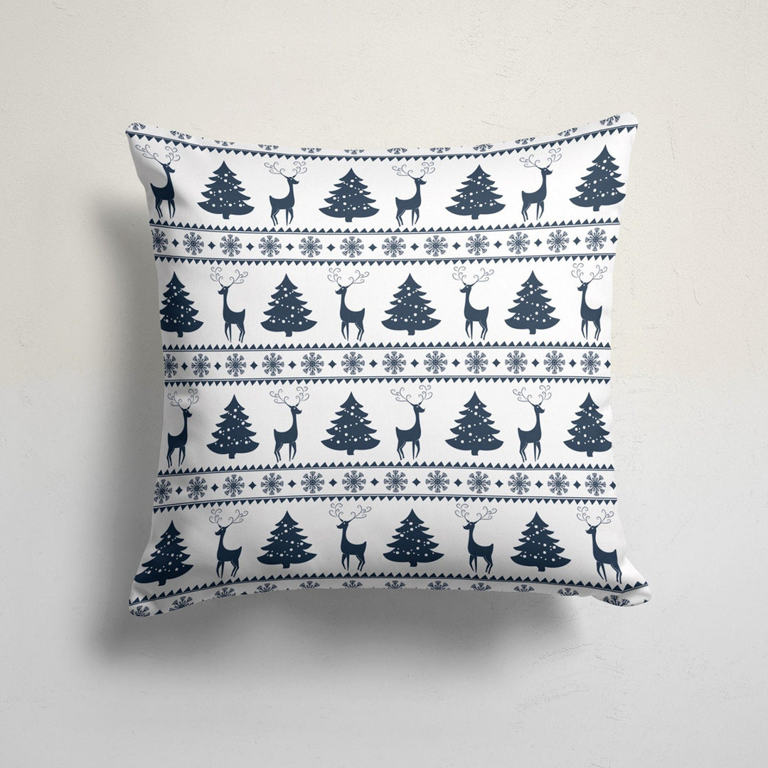 Christmas Pillow Cover|Xmas Deer and Tree Cushion Case|Xmas Home Decor|Winter Trend Pillow Case|Deer and Leaf Print Outdoor Throw Pillowtop