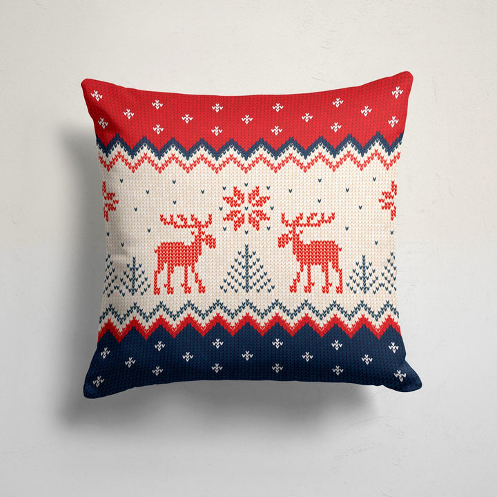 Christmas Pillow Cover|Xmas Deer and Tree Cushion Case|Xmas Home Decor|Winter Trend Pillow Case|Deer and Leaf Print Outdoor Throw Pillowtop