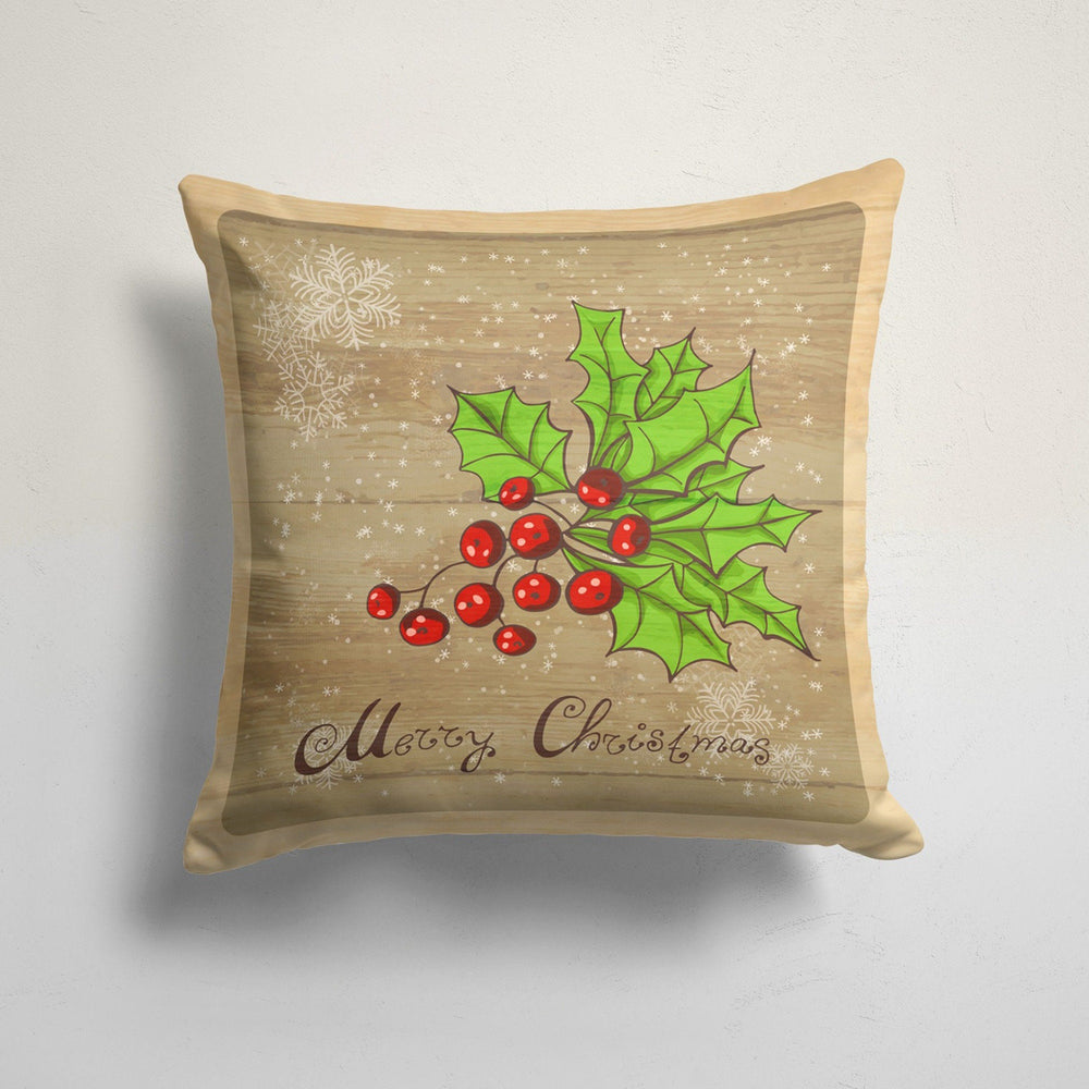 Christmas Pillow Cover|Merry Xmas Cushion Case|Red Berries Green Leaves Home Decor|Winter Trend Pillow Case|Xmas Truck Print Throw Pillowtop