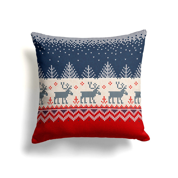 Christmas Pillow Cover|Deer and Pine Tree Cushion Case|Pixel Art Xmas Home Decor|Winter Trend Pillow Case|Snowflake Print Throw Pillowtop