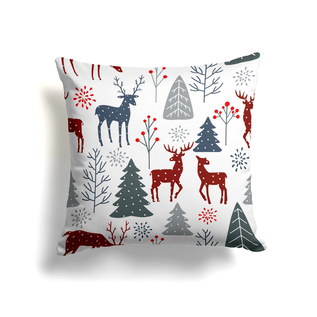 Christmas Pillow Cover|Xmas Deer and Tree Cushion Case|Xmas Home Decor|Winter Trend Pillow Case|Deer and Snowflake Outdoor Throw Pillowtop