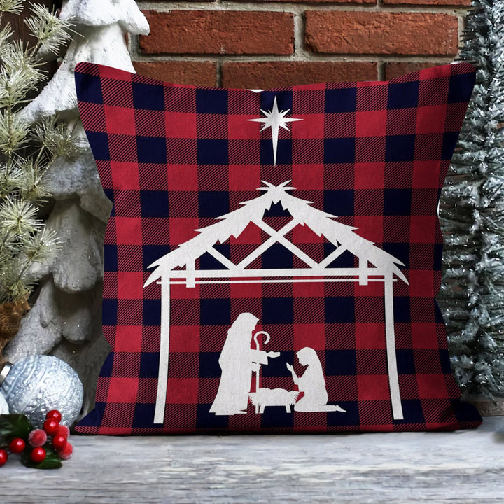 Christmas Pillow Cover|Xmas Tree Cushion Case|Buffalo Check Xmas Home Decor|Winter Trend Pillow Case|Pine Tree Print Outdoor Throw Pillowtop