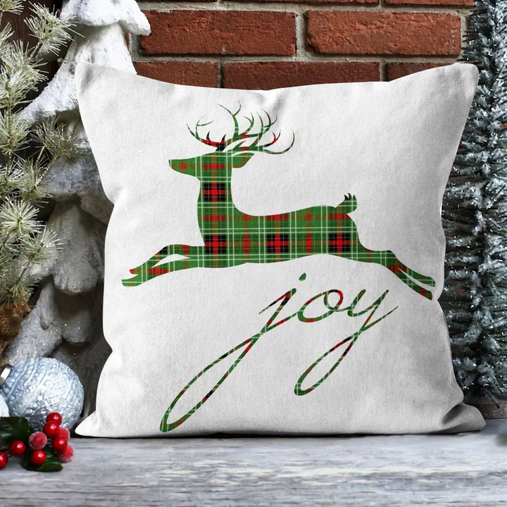 Christmas Pillow Cover|Checkered Xmas Deer Cushion Case|Xmas Home Decor|Winter Trend Pillow Case|Buckhorn and Joy Outdoor Throw Pillowtop