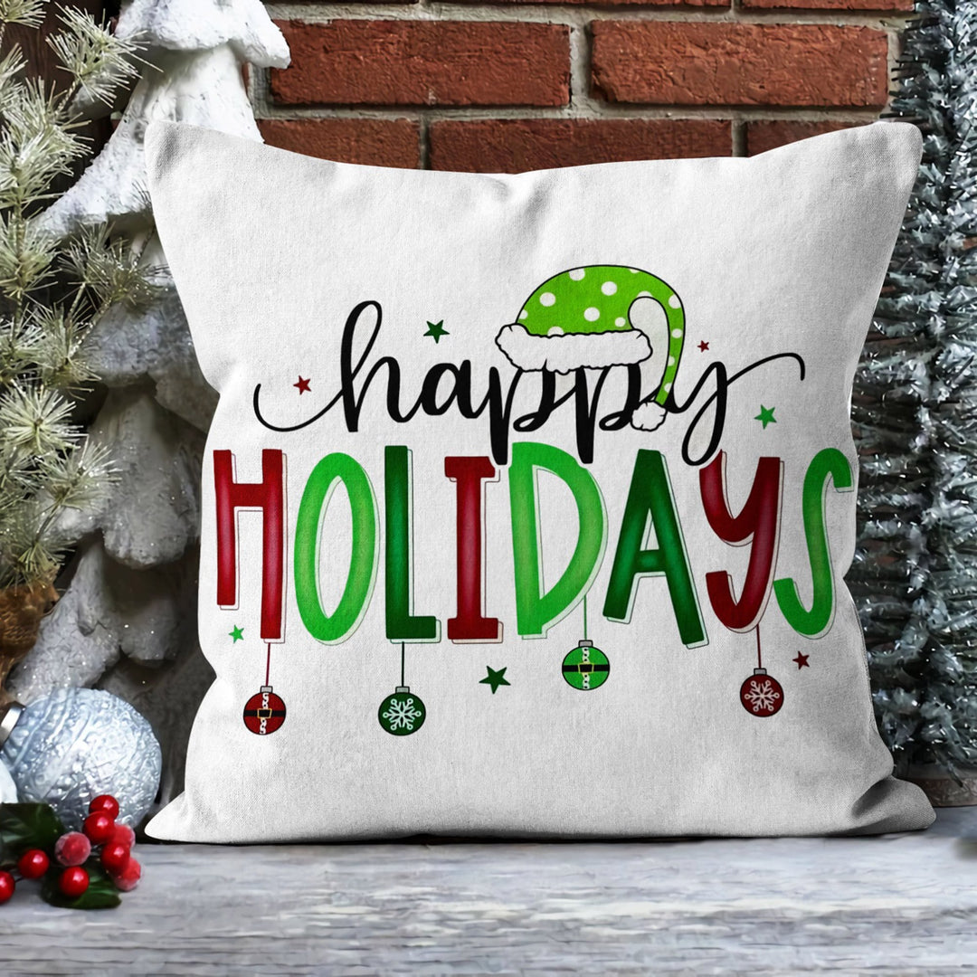 Christmas Pillow Cover|Happy Holidays Cushion Case|Xmas Home Decor|Winter Trend Pillow Case|Joy and Love Print Christmas Throw Pillowtop