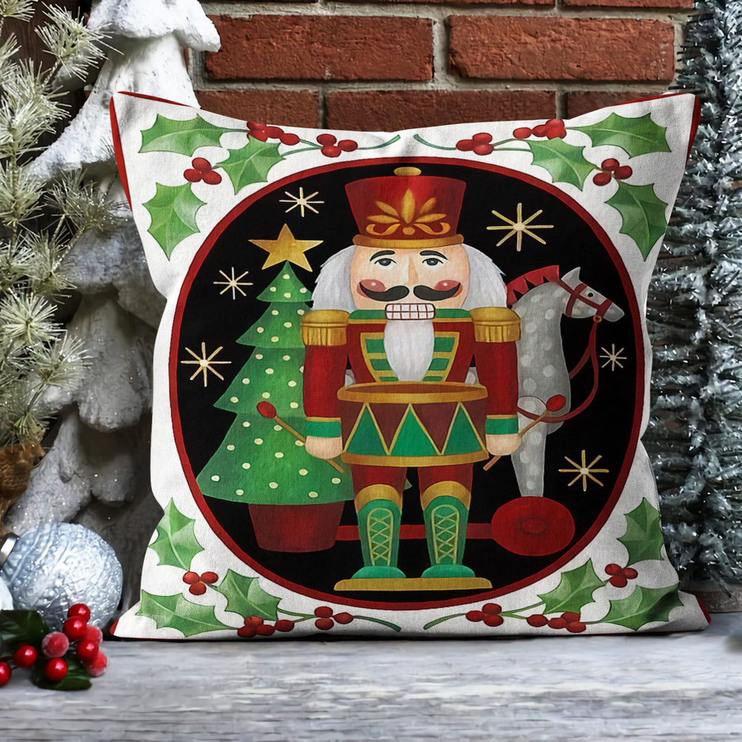 Christmas Pillow Cover|Oh Xmas Tree Cushion Case|Buffalo Check Xmas Home Decor|Winter Trend Pillow|Nutcracker Print Outdoor Throw Pillowtop