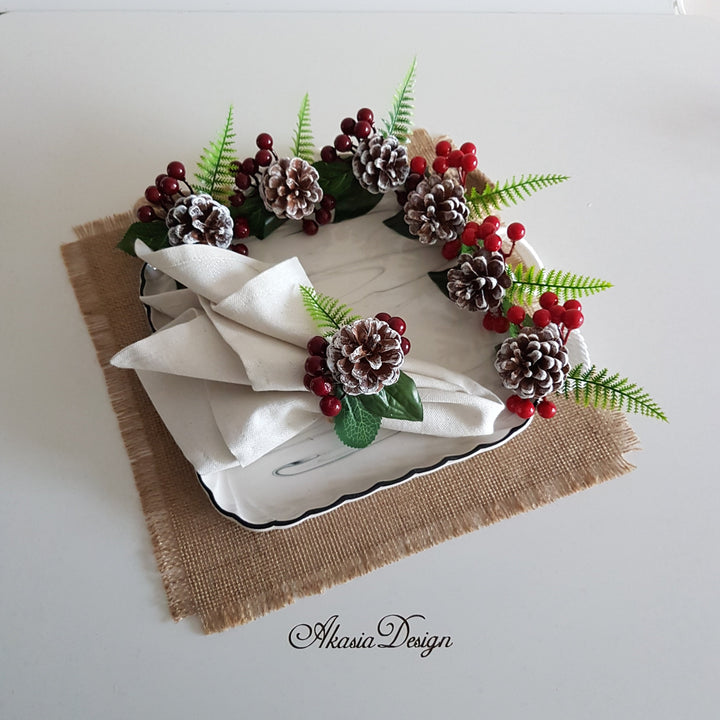 Christmas Napkin Holder with Pine Cone