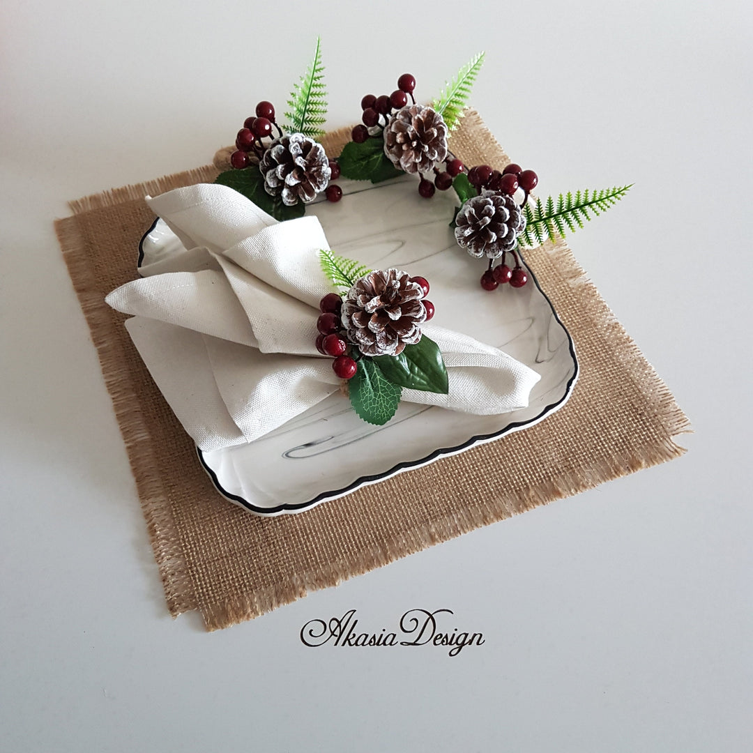 Christmas Napkin Holder with Pine Cone