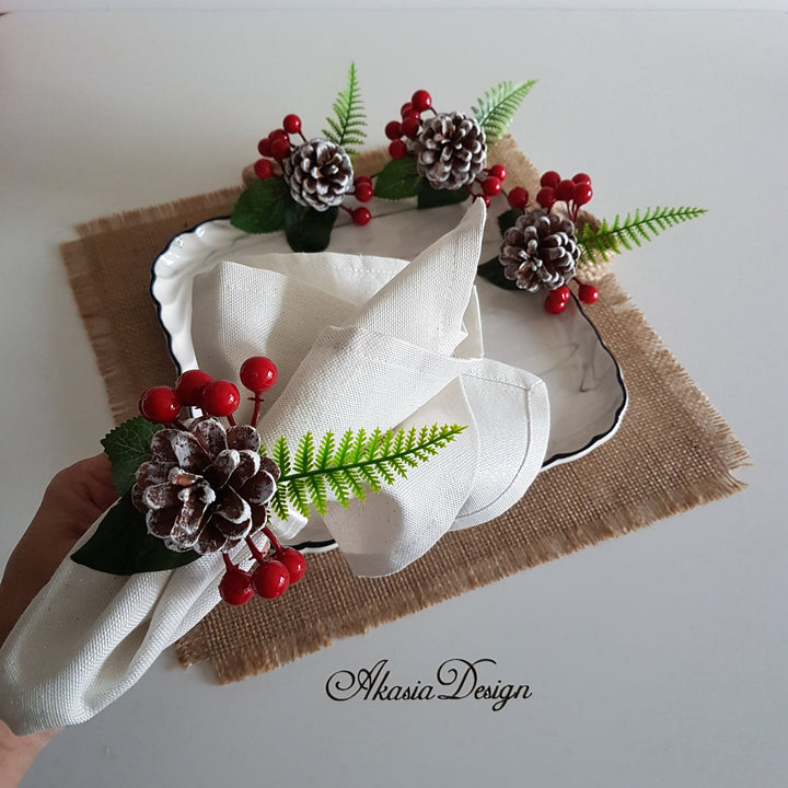 Christmas Napkin Holder with Pine Cone