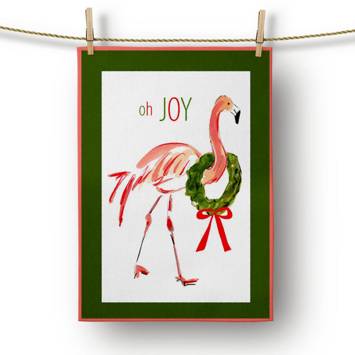 Christmas Kitchen Towel|Merry Xmas Y'all Dish Towel|Pink Flamingo Dishcloth|Winter Trend Hand Towel|Oh Joy Print Housewarming Xmas Gift