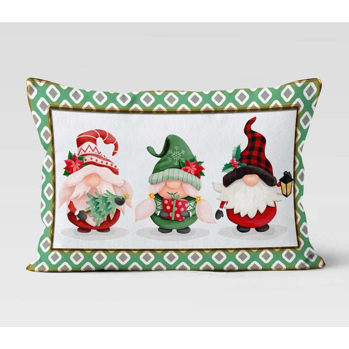 Christmas Pillow Cover|Dwarf Santa Cushion Case|Xmas Home Decor|Winter Trend Lumbar Pillowtop|Gnome Cushion|Ho Ho Pillowcase|Xmas Tree Decor