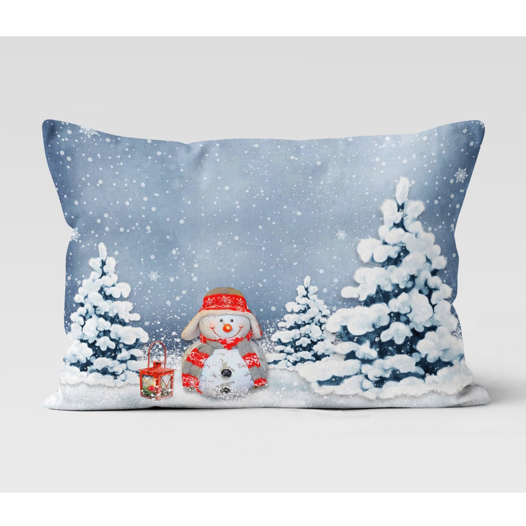 Christmas Pillow Cover|Floral Bird Boho Bedding Cushion Case|Snowman Xmas Home Decor|Winter Trend Lumbar Pillowtop|Berry Xmas Cushion Cover