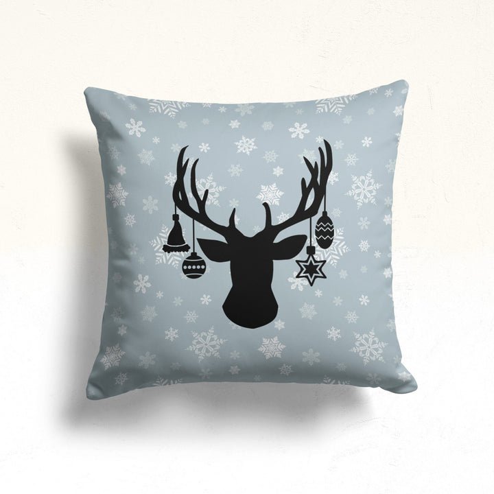 Christmas Pillow Cover|Xmas Deer Cushion Case|Xmas Home Decor|Winter Trend Pillow Case|Buckhorn, Pine Tree and Glove Outdoor Throw Pillowtop