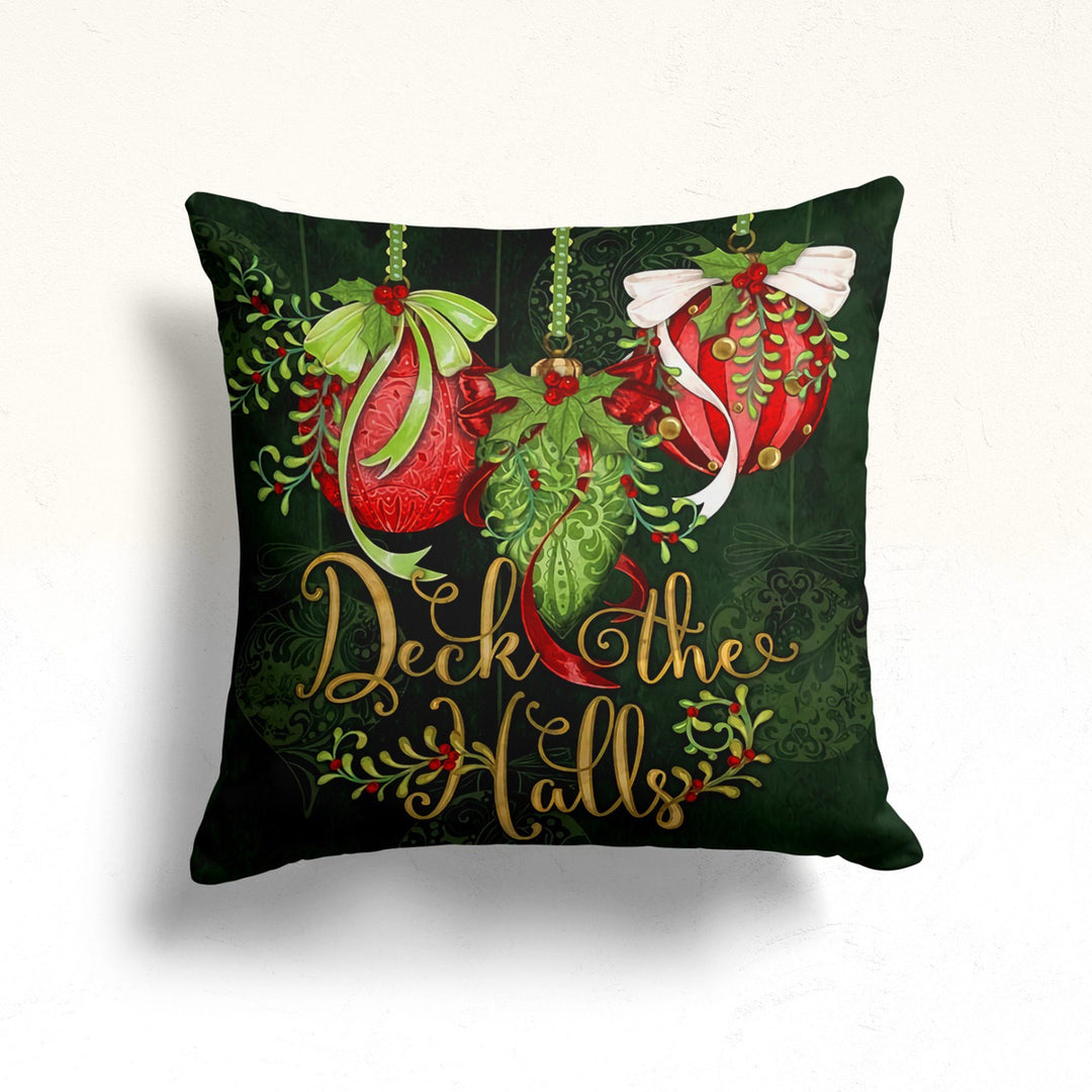 Christmas Pillow Cover|Xmas Ornaments Cushion Case|Floral Xmas Home Decor|Winter Trend Pillow Case|Merry Christmas and Noel Throw Pillowtop