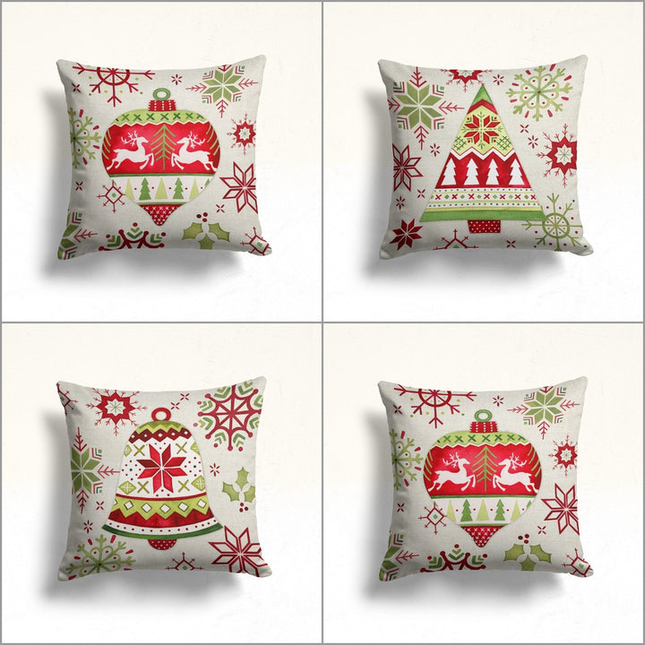 Christmas Pillow Cover|Reindeer Cushion Case|Xmas Home Decor|Winter Trend Pillow Case|Snowflake and Pine Tree Print Outdoor Throw Pillowtop