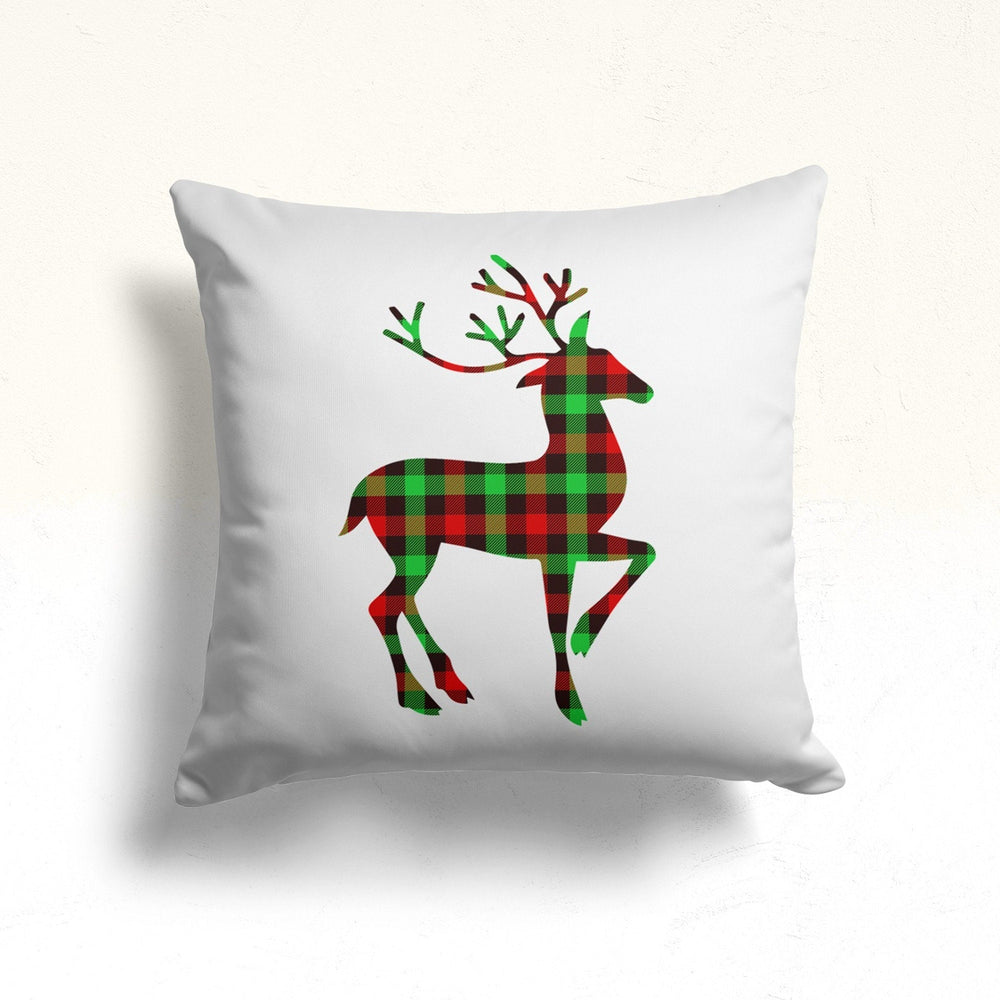 Christmas Pillow Cover|Checkered Deer Cushion Case|Winter Home Decor|Pine Tree with Musical Notes Pillow|Believe and Snowflake Pillowtop