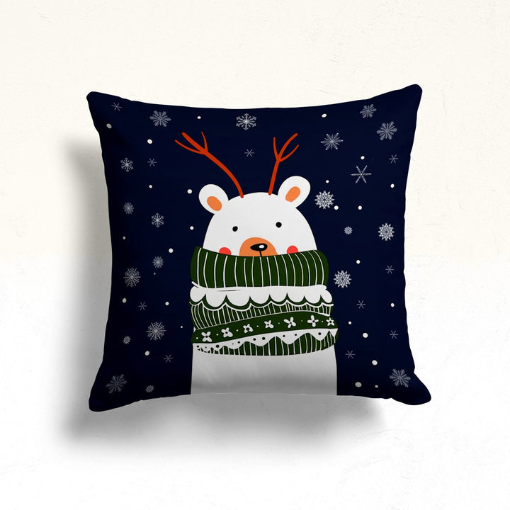 Christmas Pillow Cover|Xmas Deer Cushion Case|Snowflake Decor|Winter Trend Pillow Case|Merry Xmas and Polar Bear Outdoor Throw Pillowtop