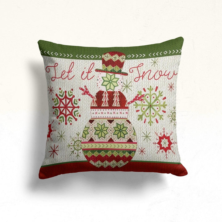 Christmas Pillow Cover|Snowman Cushion Case|Merry Xmas Home Decor|Winter Trend Pillow Case|Peace, Joy, Noel Print Outdoor Throw Pillowtop