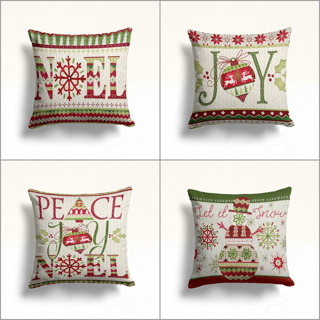 Christmas Pillow Cover|Snowman Cushion Case|Merry Xmas Home Decor|Winter Trend Pillow Case|Peace, Joy, Noel Print Outdoor Throw Pillowtop