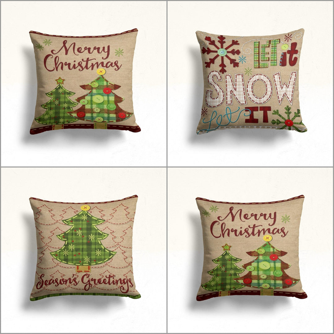 Christmas Pillow Cover|Merry Xmas Cushion Case|Xmas Home Decor|Winter Trend Pillow Case|Pine Tree and Let it Snow Outdoor Throw Pillowtop