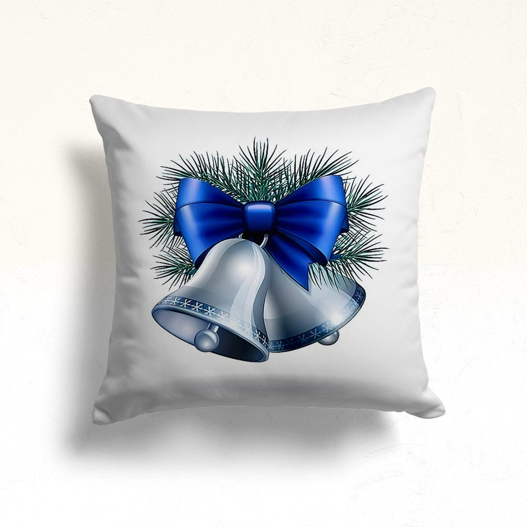 Christmas Pillow Cover|Xmas Bell Cushion|Blue Home Decor|Winter Pillow Case|Xmas Throw Pillowtop|Gift Cushion Cover|New Year Gift for Her