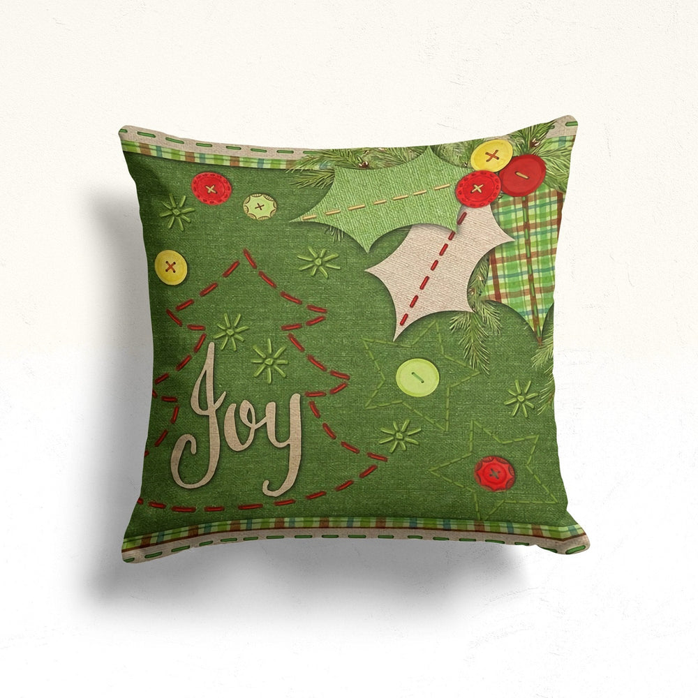 Christmas Pillow Cover|Joy Print Cushion|Berries Home Decor|Winter Pillow Case|Xmas Throw Pillowtop|Home For Holidays Xmas Cushion Cover