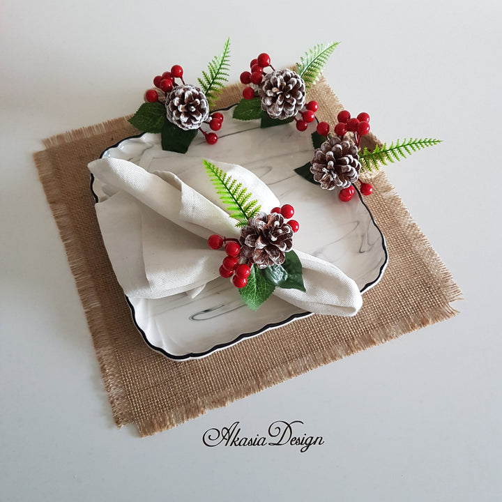 Christmas Napkin Holder with Pine Cone