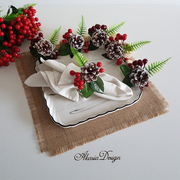 Christmas Napkin Holder with Pine Cone