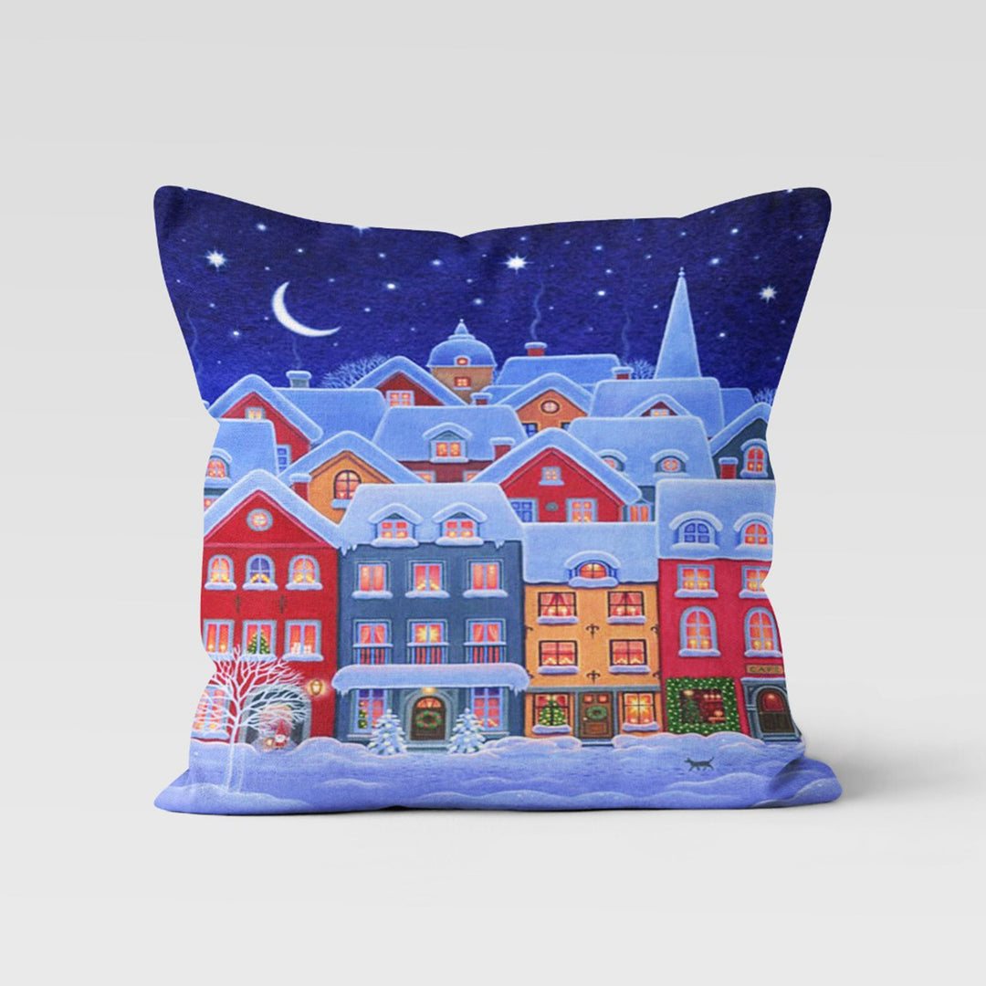 Christmas Pillow Cover|Snow House Cushion Case|Merry Xmas Decor|Winter Pillow Case|Xmas Throw Pillowtop|Snow Cushion Cover|New Year Gift