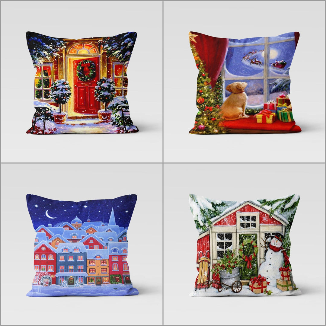 Christmas Pillow Cover|Snow House Cushion Case|Merry Xmas Decor|Winter Pillow Case|Xmas Throw Pillowtop|Snow Cushion Cover|New Year Gift