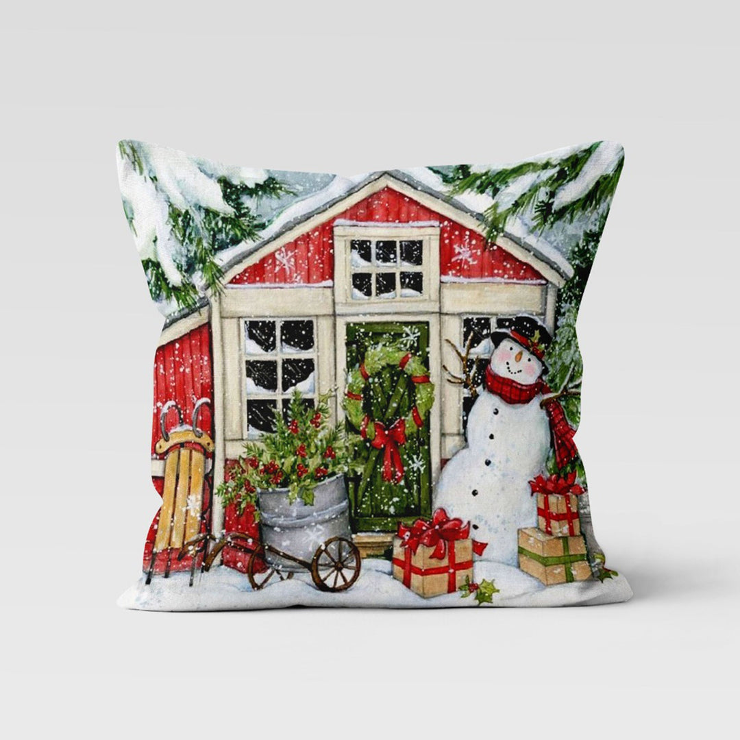 Christmas Pillow Cover|Snow House Cushion Case|Merry Xmas Decor|Winter Pillow Case|Xmas Throw Pillowtop|Snow Cushion Cover|New Year Gift