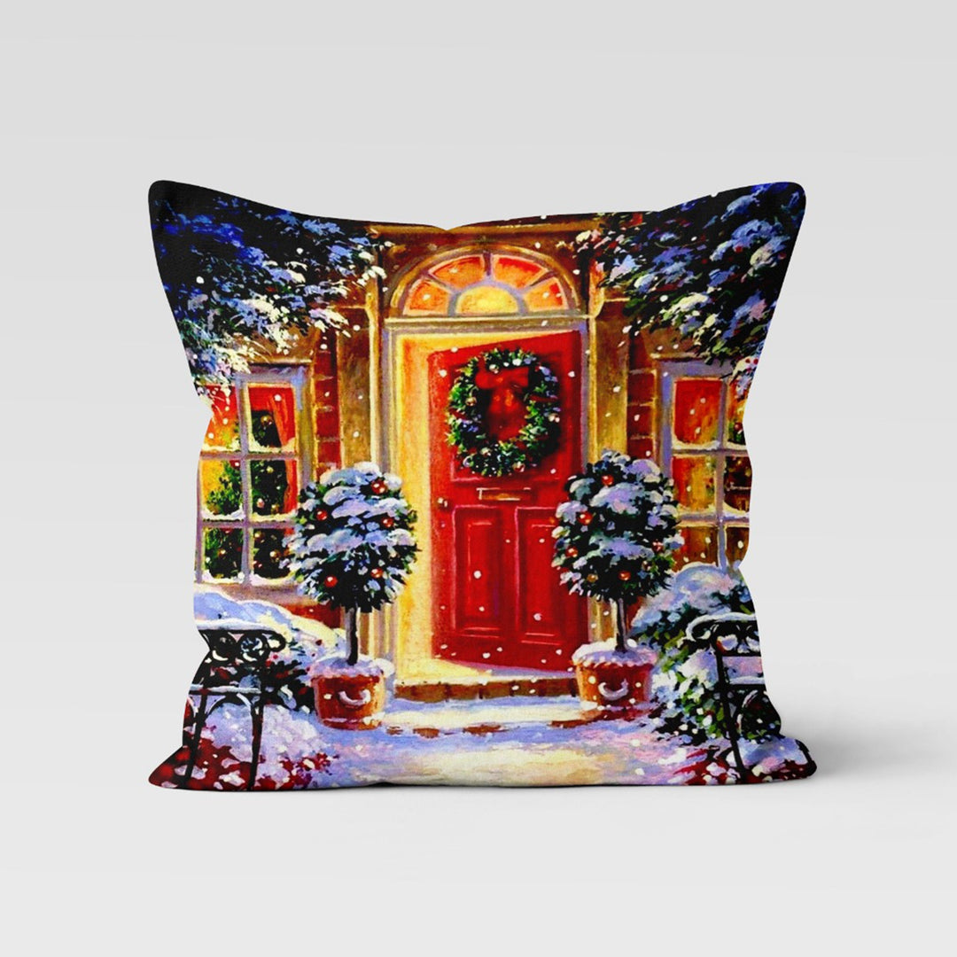 Christmas Pillow Cover|Snow House Cushion Case|Merry Xmas Decor|Winter Pillow Case|Xmas Throw Pillowtop|Snow Cushion Cover|New Year Gift