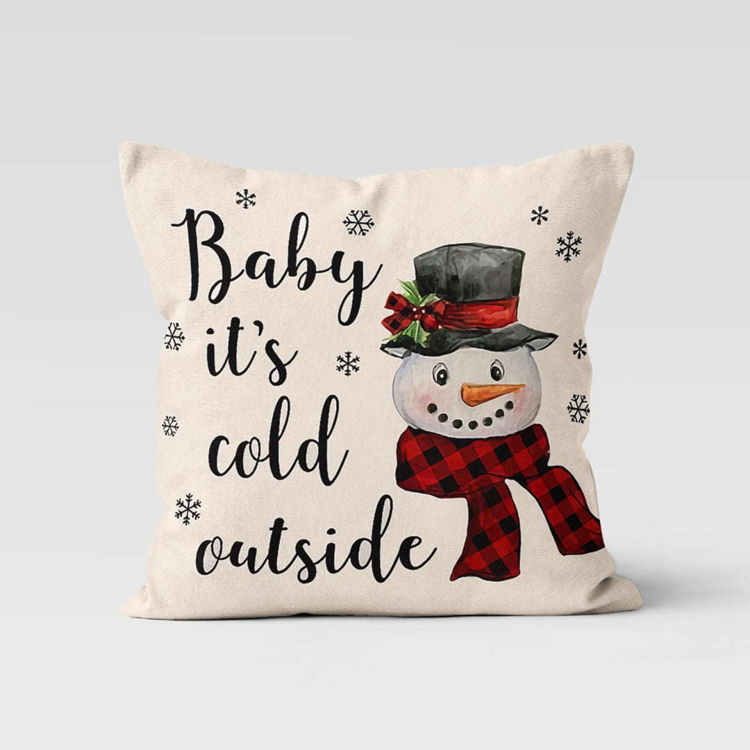 Winter Pillow Cover|Snowman Cushion Case|Fawn Cushion Cover|Merry Xmas Decor|Christmas Pillow|Xmas Throw Pillowtop|Snow Decor|New Year Gift