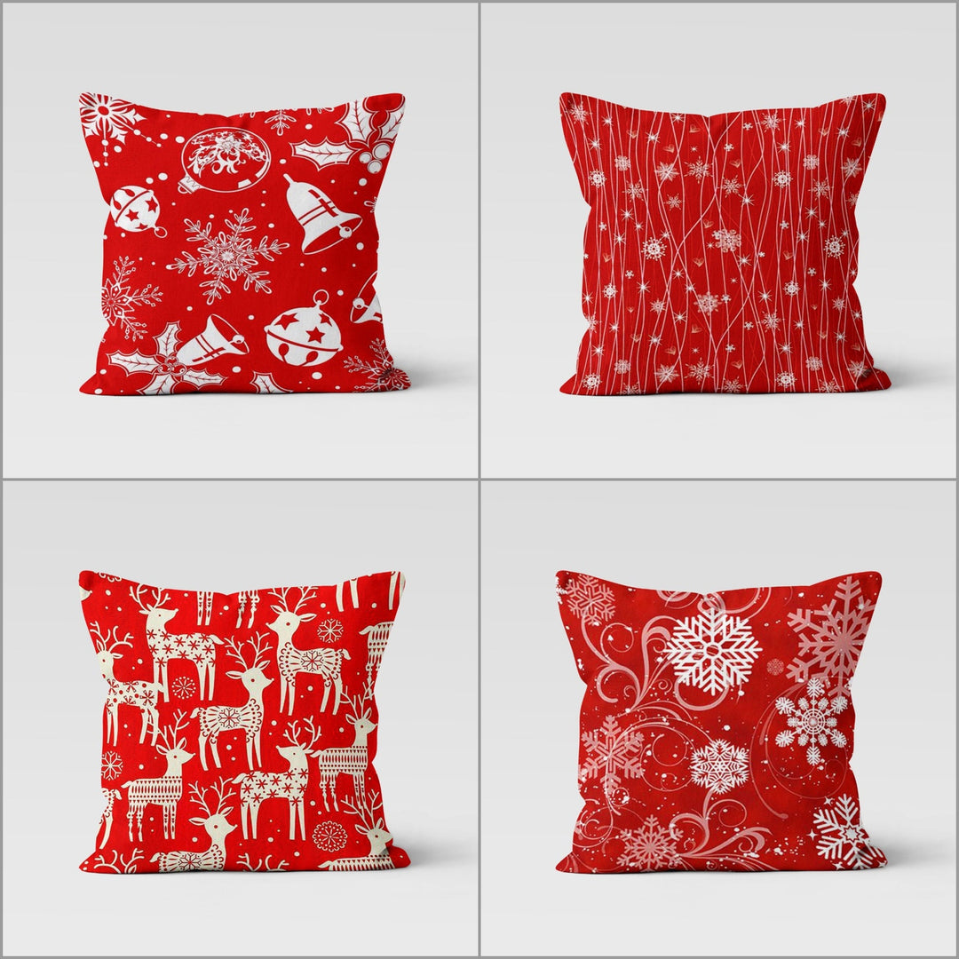 Christmas Pillow Cover|Snowflake Cushion Case|Xmas Bell Decor|Winter Pillow Case|Xmas Throw Pillowtop|Deer Cushion Cover|New Year Gift