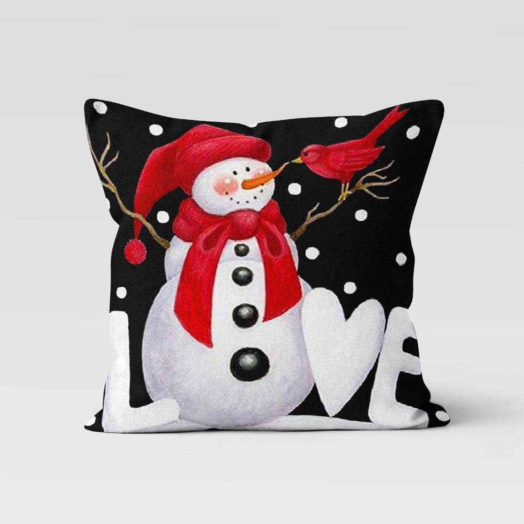 Christmas Pillow Cover|Snowman Cushion Case|Noel Print Decor|Joy Pillow Case|Xmas Throw Pillowtop|Love Cushion Cover|New Year Gift 2022