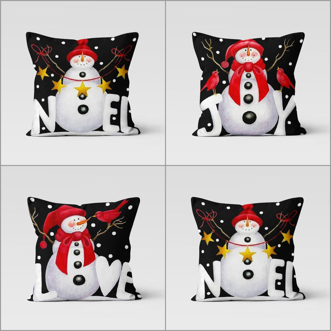 Christmas Pillow Cover|Snowman Cushion Case|Noel Print Decor|Joy Pillow Case|Xmas Throw Pillowtop|Love Cushion Cover|New Year Gift 2022