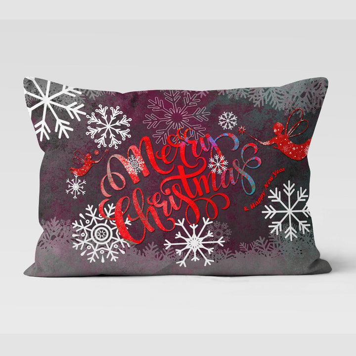 Christmas Pillow Cover|Rectangle White Deer Cushion Case|Xmas Home Decor|Winter Trend Lumbar Pillow Top|Merry Xmas and Snowflake Cushion