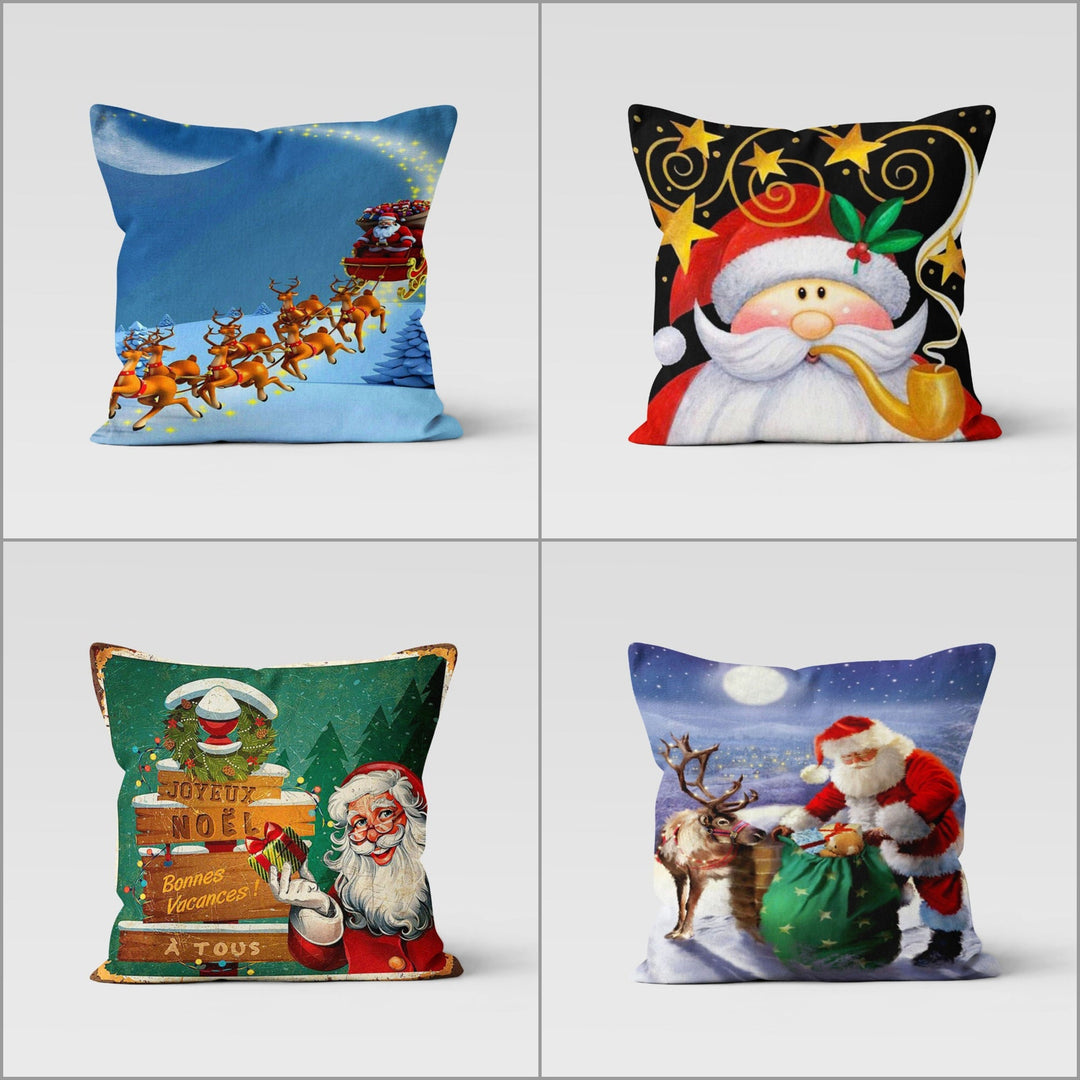 Christmas Pillow Cover|Sleigh Cushion Case|Santa Home Decor|Winter Pillow Case|Xmas Throw Pillowtop|Deer Cushion Cover|New Year Gift