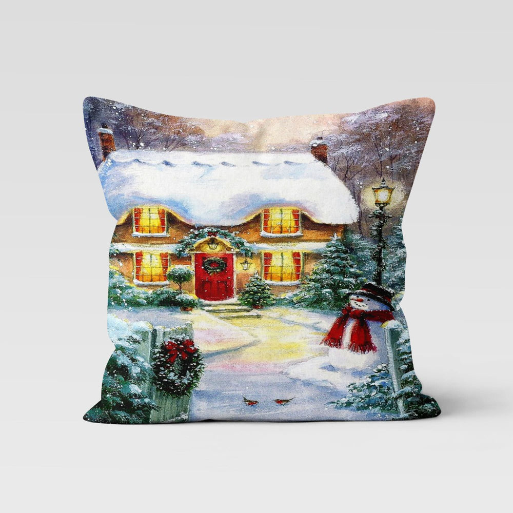 Winter Pillow Cover|Snow Print Cushion Case|Xmas Home Decor|Christmas Pillow Case|Xmas Throw Pillowtop|House Cushion Cover|New Year Gift