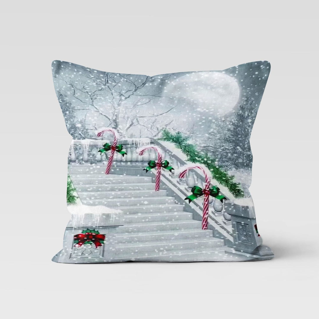 Winter Pillow Cover|Snow Print Cushion Case|Xmas Home Decor|Christmas Pillow Case|Xmas Throw Pillowtop|House Cushion Cover|New Year Gift