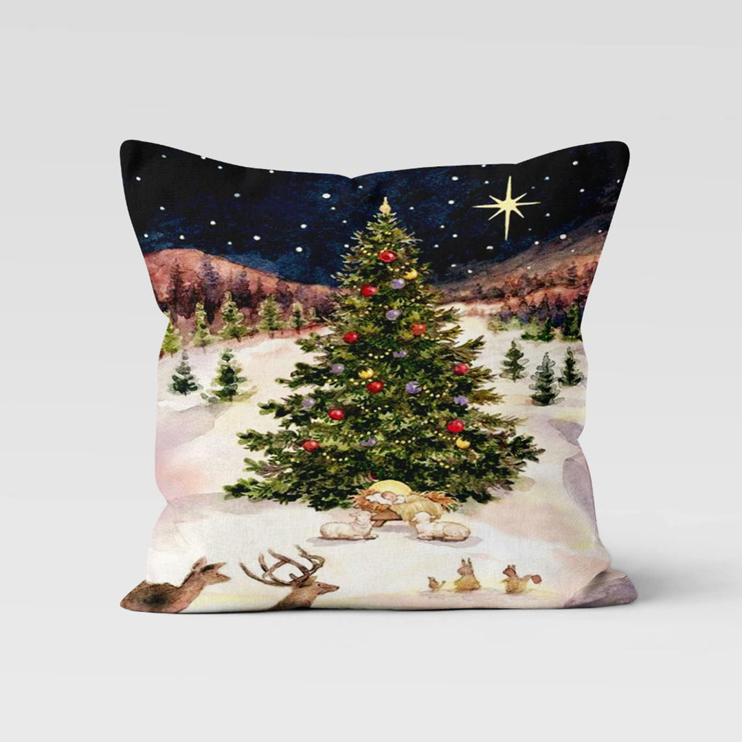 Christmas Pillow Cover|Pine Tree Cushion Case|Deer Print Decor|Winter Pillow Case|Xmas Throw Pillowtop|Xmas Cushion Cover|New Year Gift