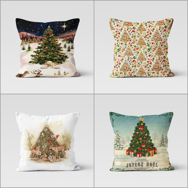 Christmas Pillow Cover|Pine Tree Cushion Case|Deer Print Decor|Winter Pillow Case|Xmas Throw Pillowtop|Xmas Cushion Cover|New Year Gift