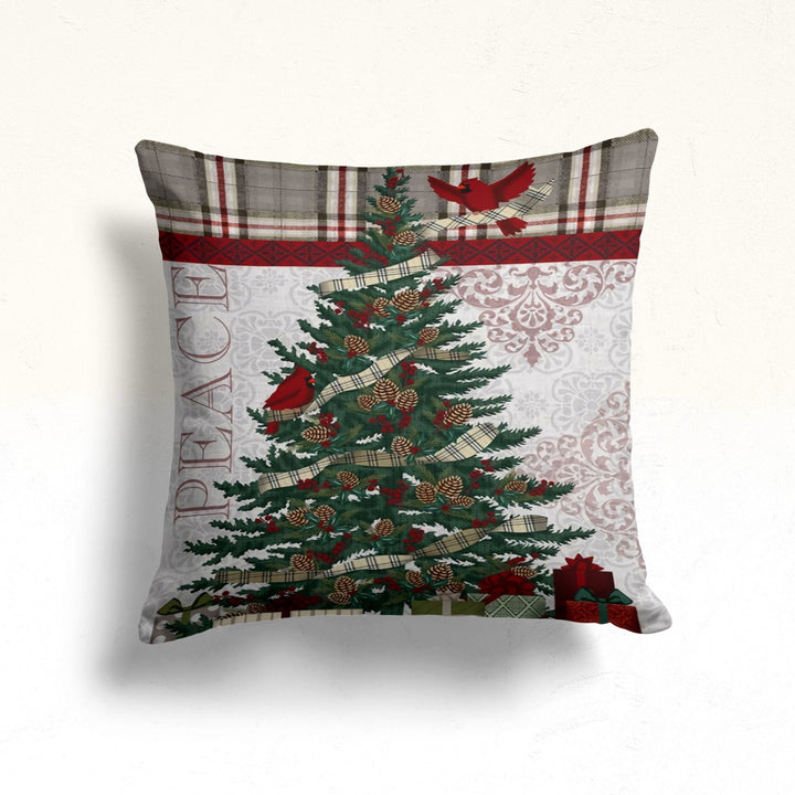 Christmas Pillow Cover|Plaid Xmas Cushion|Merry Xmas Pillowtop|Deer Pillowcase|Pine Tree Decor|Winter Throw Pillow|Winter Cushion Cover