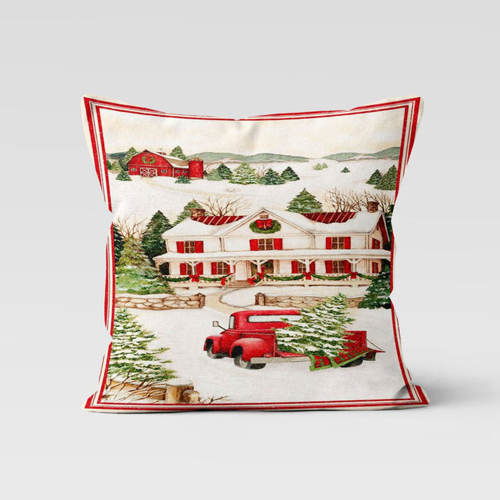 Christmas Pillow Cover|Xmas Truck Cushion|Xmas Party Decor|Winter Pillow Case|Xmas Throw Pillowtop|Pine Tree Cushion Cover|New Year Gift