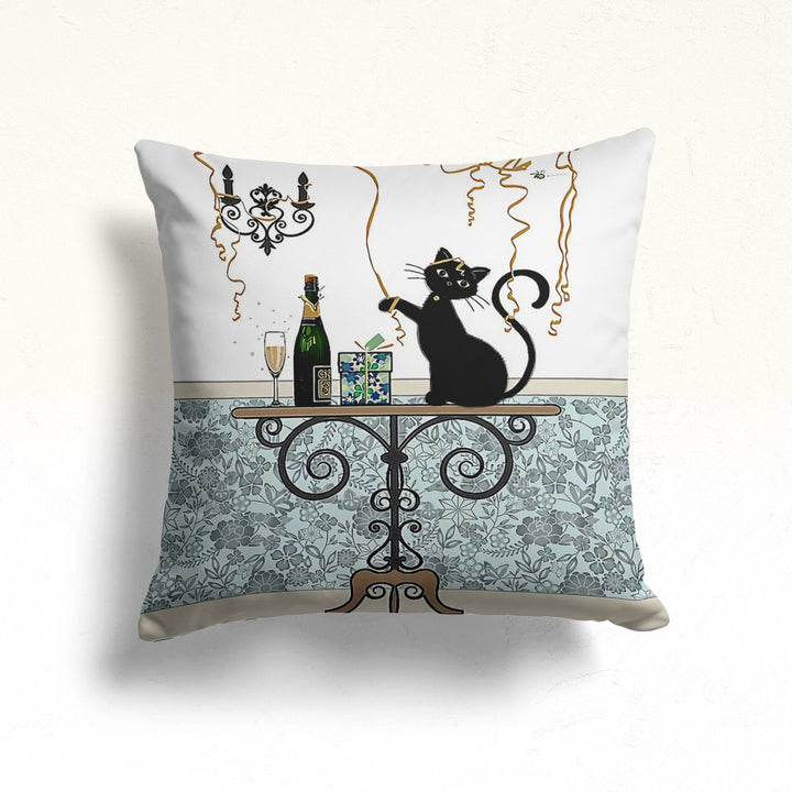 Christmas Pillow Cover|Black Cat Cushion Case|Xmas Cushion Cover|Xmas Home Decor|Animal Print Pillow|Cat Throw Pillowtop|New Year Gift