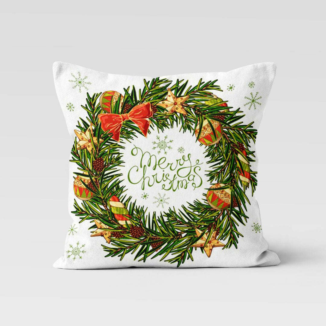 Christmas Pillow Cover|Rabbit Cushion|Merry Xmas Decor|Winter Pillow Case|Xmas Throw Pillowtop|Winter Bird Cushion Cover|Checkered Pine Tree