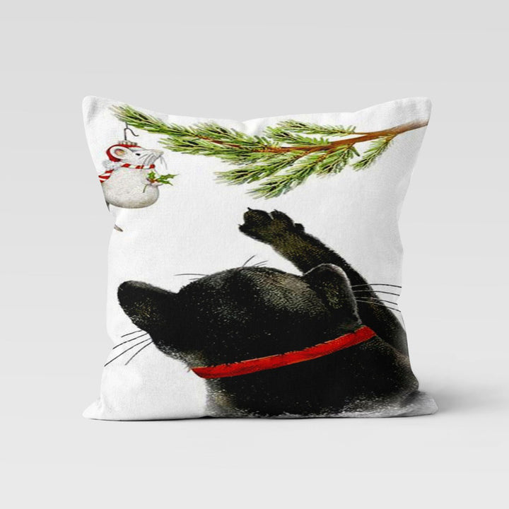 Winter Pillow Cover|Cat Cushion Case|Animal Cushion Cover|Cat Home Decor|Kitten Print Pillow|Throw Pillowtop|Winter Sofa Decor|New Year Gift