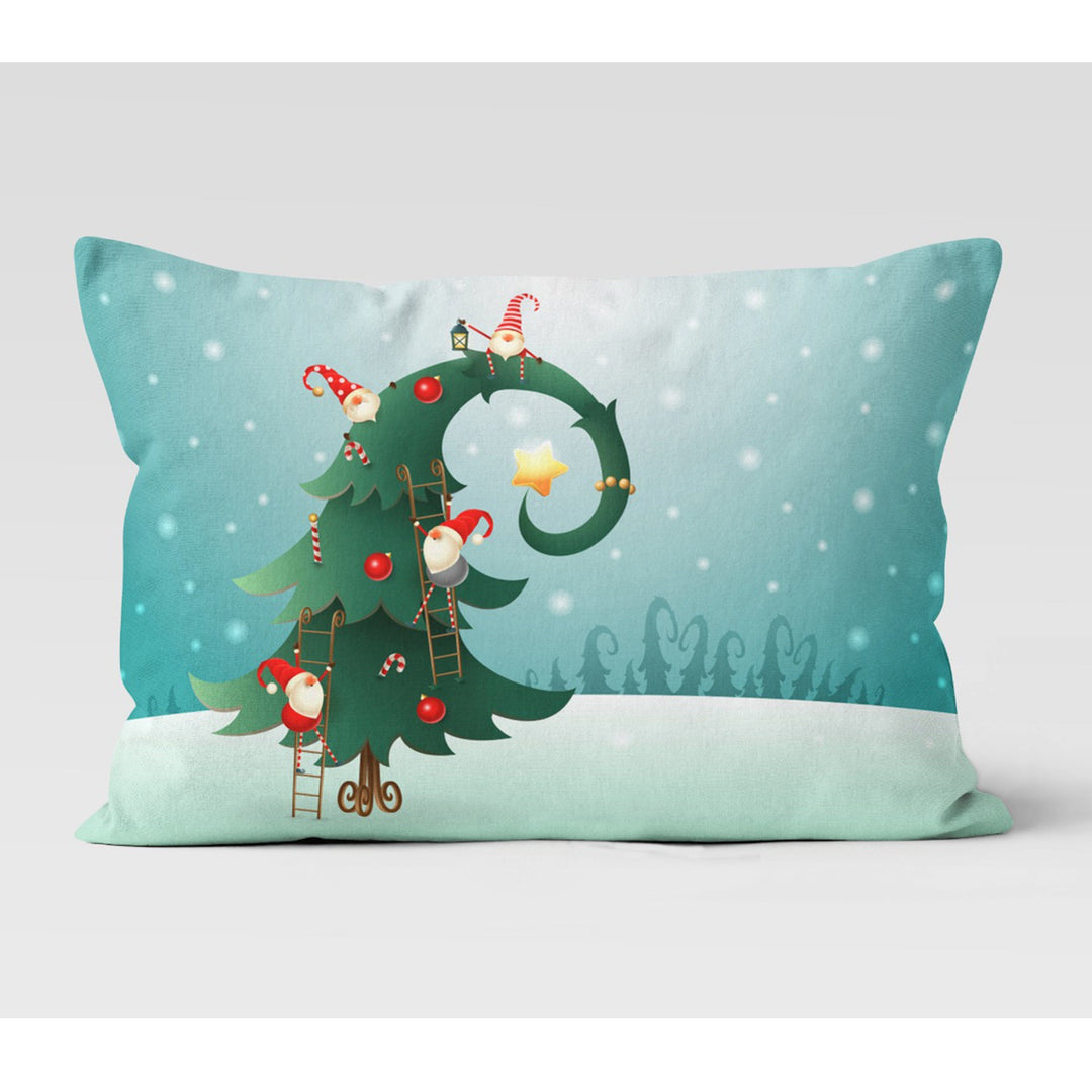 Christmas Pillow Cover|Dwarf Santa Cushion Case|Xmas Home Decor|Winter Trend Lumbar Pillowtop|Gnome Cushion|Ho Ho Pillowcase|Xmas Tree Decor