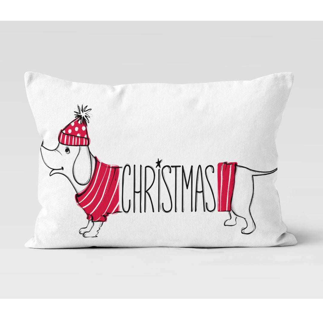 Christmas Pillow Cover|Xmas Cushion Case|Cute Bear and Dog Pillow|Xmas Home Decor|Winter Trend Lumbar Pillowtop|Santa and Snowflake Cushion